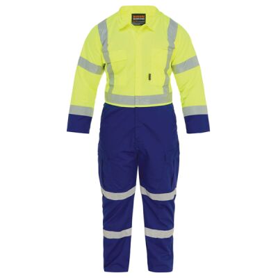 Workzone Overalls Day/Night Polycotton Zip Royal Blue/Yellow Thumbnail
