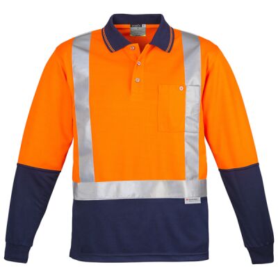 Mens Hi Vis Spliced Polo - Long Sleeve Shoulder Taped Thumbnail