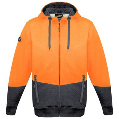 Unisex Hi Vis Textured Jacquard Full Zip Hoodie Thumbnail